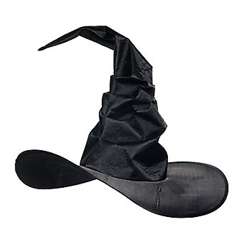 Adults Black Curved & Ruched Witch Hat