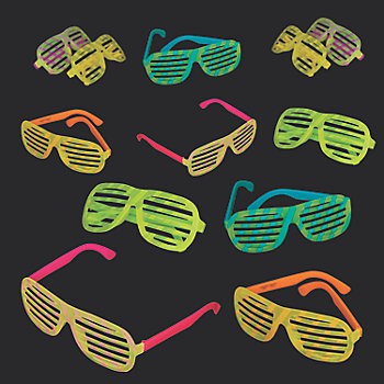 Adults Bright Color Glow-in-the-Dark Shutter Glasses - 12 Pc.
