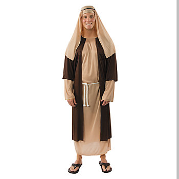 Adults Shepherd Polyester Nativity Costume with Headpiece - One Size