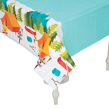 Attractive Camp Party Plastic Tablecloth - 54" x 108"