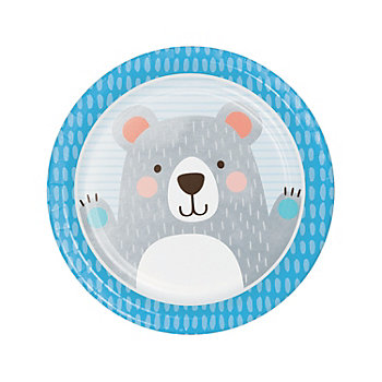 Blue Happy Bear Paper Dinner Plates - 8 Ct.