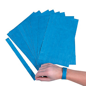 Bulk  100 Pc. Blue Self-Adhesive Paper Wristbands