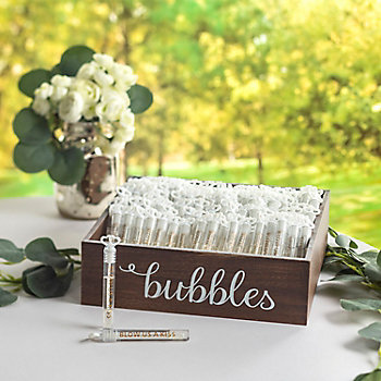 Bulk 144 Pc. Mini Bubble Bottles & Tray Send Off Set
