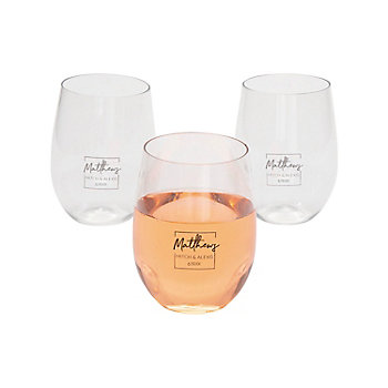 Bulk 48 Ct. Personalized Last Name Stemless Plastic Wine Glasses