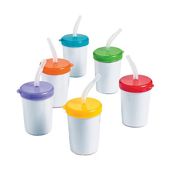 Bulk 48 Pc. DIY Plastic Cups With Lids And Straws