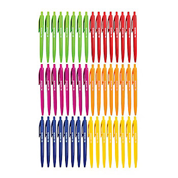 Bulk 48 Pc. Personalized Solid Color Plastic Retractable Pen Assortment