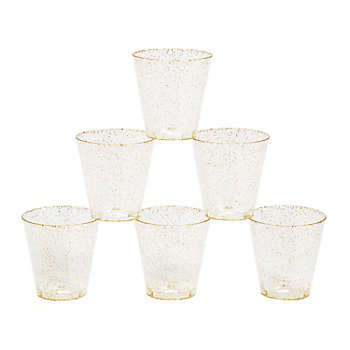 Bulk  50 Ct. Gold Glitter Plastic Shot Glasses