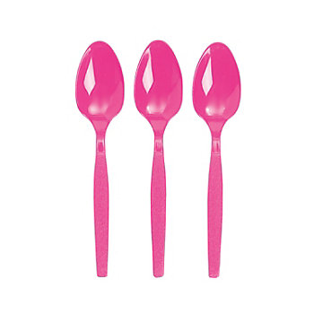 Bulk  50 Ct. Hot Pink Plastic Spoons
