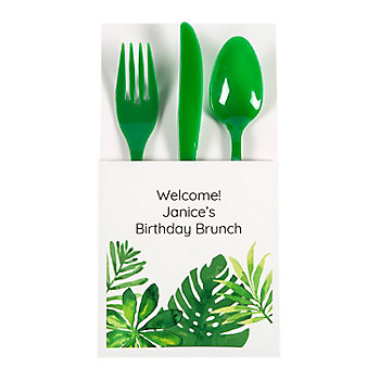 Bulk 50 Ct. Personalized Palm Leaf Cutlery Holders