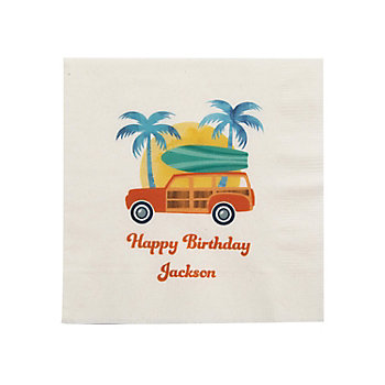 Bulk 50 Ct. Personalized Surf Party Disposable Paper Beverage Napkins