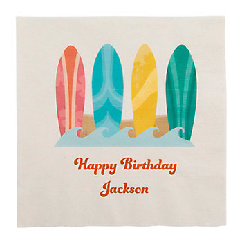 Bulk 50 Ct. Personalized Surf Party Disposable Paper Luncheon Napkins