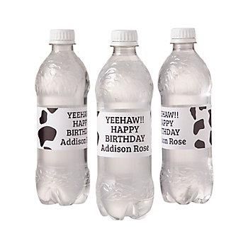 Bulk 50 Pc. Personalized Cow Print Water Bottle Labels
