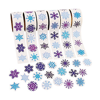 Bulk 600 Pc. Snowflake Rolls of Stickers Assortment
