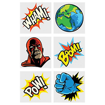 Bulk 72 Pc. Comic Superhero Temporary Tattoos