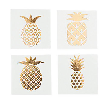 Bulk 72 Pc. Gold Foil Pineapple Temporary Tattoo Assortment