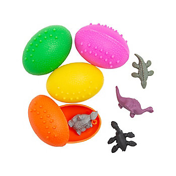 Bulk 72 Pc. Mini 2" Dinosaur-Filled Colorful Plastic Eggs