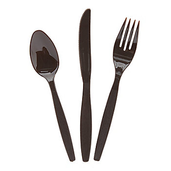 Bulk Chocolate Brown Plastic Cutlery Sets for 70