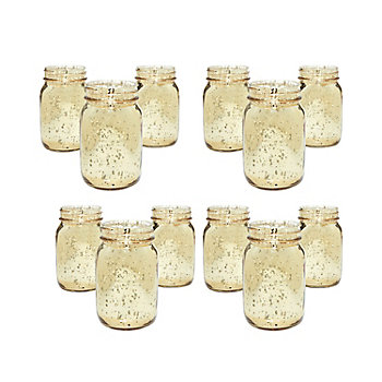 Bulk Gold Mercury Mason Jars - 36 Pc.
