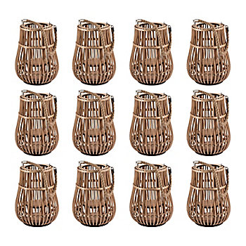 Bulk Rattan Natural Lanterns with Handle - 12 Pc.