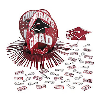 Burgundy Graduation Party Table Decorating Kit - 23 Pc.