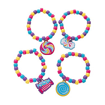 Candy World Beaded Bracelet Craft Kit - Makes 12