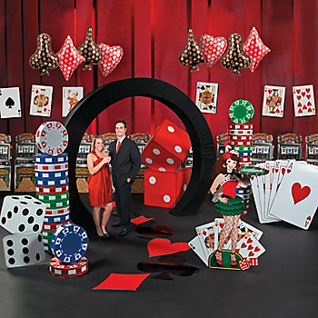 Casino Theme Party Decorations - Las Vegas Casino Night Birthday Party  Supplies Red Black Balloons Garland Kit Poker Happy Birthday Photo Backdrop  for