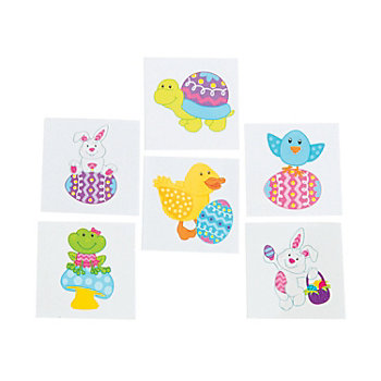 Charming Easter Character Temporary Tattoos - 72 Pc. for Fun Celebrations