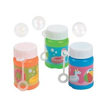 Charming Mini Pool Party Bubble Bottles with Fun Characters - 24 Pc.