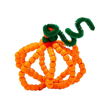 Chenille Stem & Pony Bead Pumpkin Craft Kit - 12 Pc.