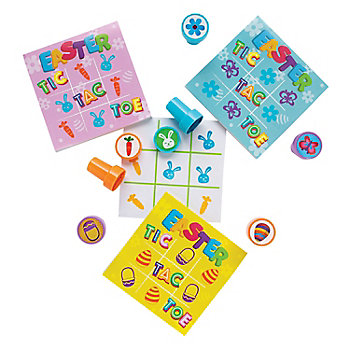 Classic Tic-Tac-Toe Game with Easter Stampers - 6 Sets for Fun