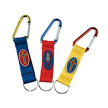 Clip with Cross Carabiner Keychains - 12 Pc.