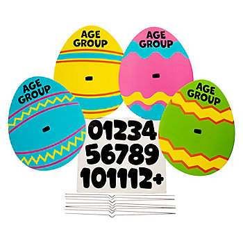 Colorful Easter Egg Hunt Age Group Yard Sign Set - 4 Pc. with Stakes