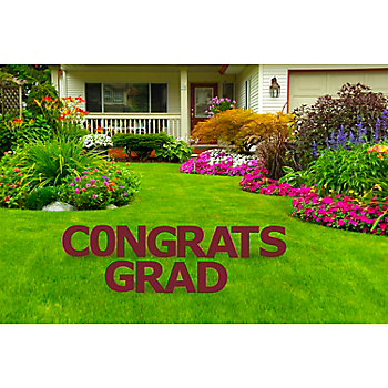 Congrats Grad Maroon Yard Letters Sign