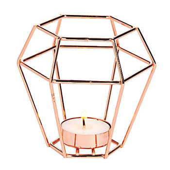 Copper Geometric Tea Light Holders - 3 Pc.