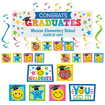Elementary Graduation Decorating Kit with Personalized Banner