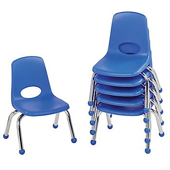 Factory Direct Partners 10 in Stack Chair with Ball Glides, 6-Pack - Blue