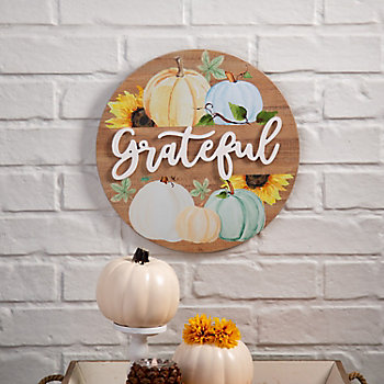 Fall Pumpkins Grateful Wall Sign