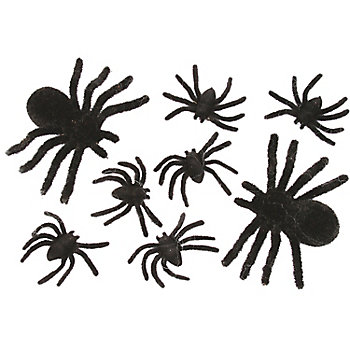 Fuzzy Spider Decorations - Set of 8