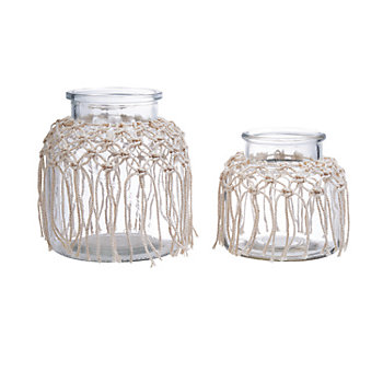Glass Vase Set with Macram&#233; Trim - 2 Pc.