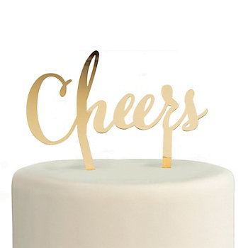 Gold Cheers Cake Topper