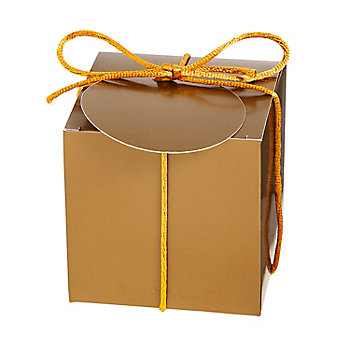 Gold Favor Boxes with Tie & Tag - 12 Pc.