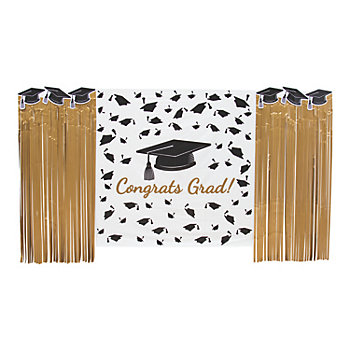 Gold Graduation Party Backdrop Decorating Kit - 5 Pc.