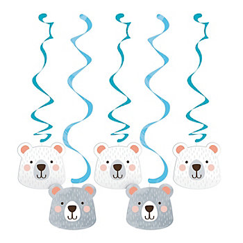 Happy Bear Hanging Swirl Decorations - 5 Pc.
