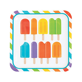 Ice Pop Party Square Paper Dinner Plates - 8 Ct.