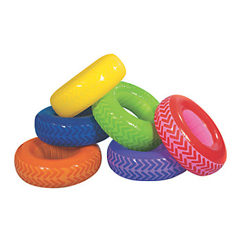 Inflatable Rainbow Tires Obstacle Course Game