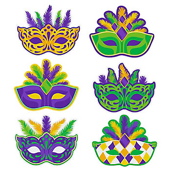 Jumbo Mardi Gras Mask Cutouts - 6 Pc.