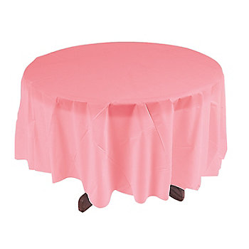 Light Pink Round Plastic Tablecloth