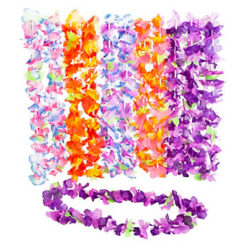 Luau Ruffle Petal Flower Polyester Leis - 12 Pc.