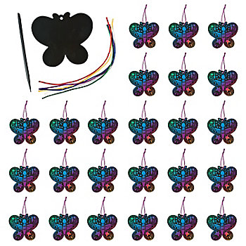 Magic Color Scratch Butterfly Ornaments - 24 Pc.
