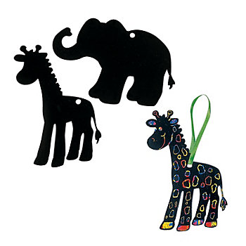 Magic Color Scratch Safari Ornaments - 24 Pc.
